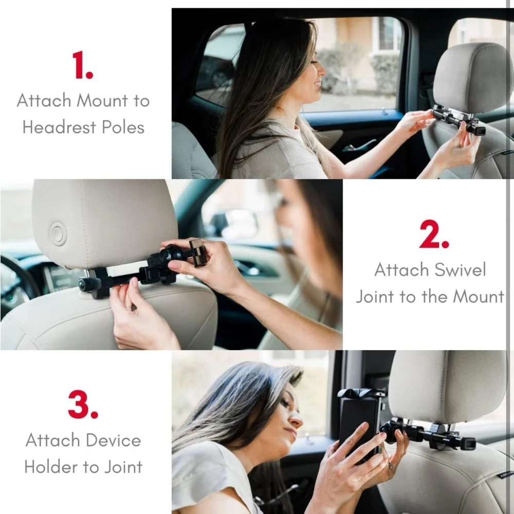 NEW MACALLY Dual Position Car Seat Cell Phone/Tablet Headrest